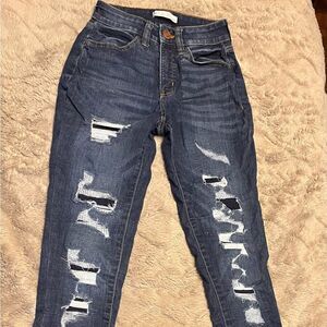 Trendy Distressed Blue Skinny Jeans